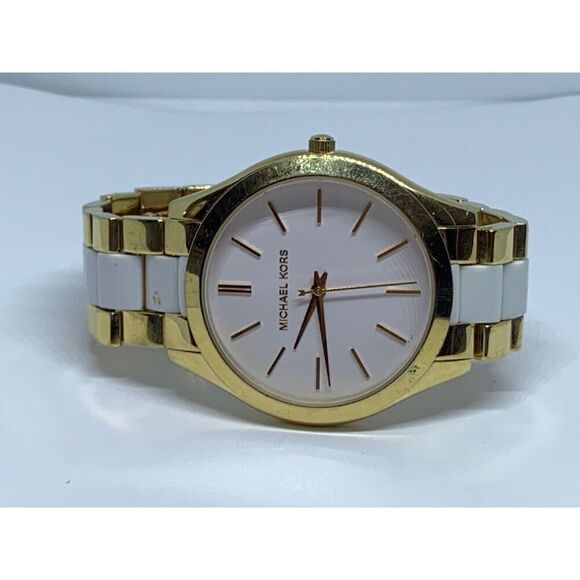 Michael Kors MK4295 Women's Two Tone Analog White Dial Quartz Wrist Watch GE188 - Picture 5 of 11